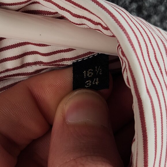 Gitman Bros 16.5 34 Point Collar Red Striped Long Sleeve Button Up Shirt Cotton - Picture 9 of 16